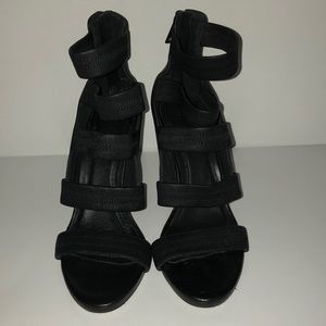 Joie Size 7 Black Leather Strappy Heels